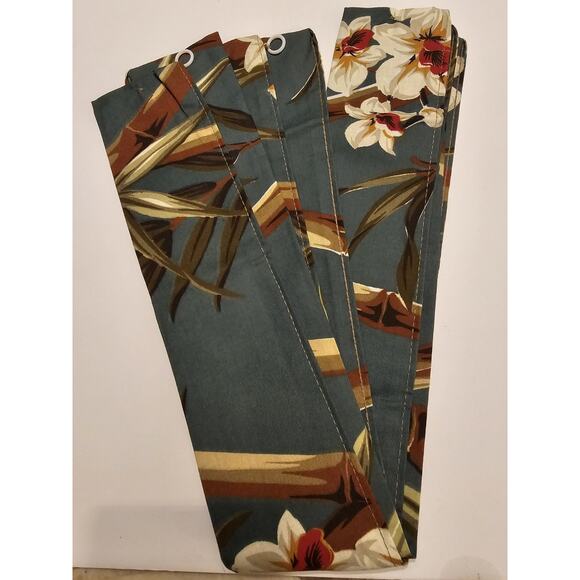 JC Penney Home Collection Tropic GreenCurtain Tiebacks 3x26 Set Of 4 Bamboo Tiki - Picture 1 of 4